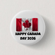 Joyeuse Fête du Canada 1 Pouce Bouton Rond