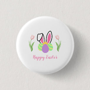 Macaron Rond 2,50 Cm Joyeuses Fleurs de Tulipe de Pâques Oreilles et oe