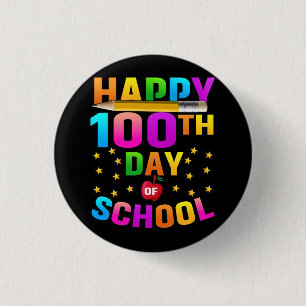 Macaron Rond 2,50 Cm Joyeux 100e jour d'école pour enseignants et étudi