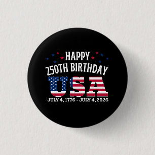 Macaron Rond 2,50 Cm Joyeux 250e anniversaire États-Unis 4 juillet