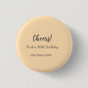 Macaron Rond 2,50 Cm Joyeux 30e anniversaire nom date simple minimal
