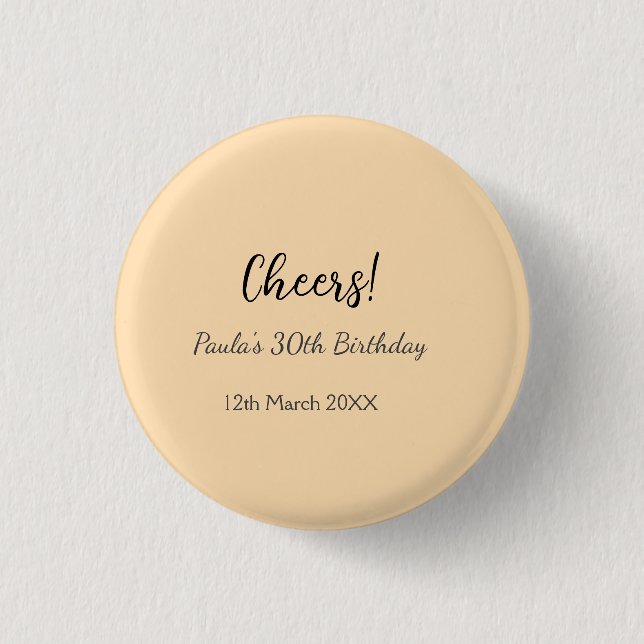 Macaron Rond 2,50 Cm Joyeux 30e anniversaire nom date simple minimal  (Devant)
