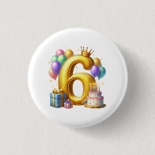 Macaron Rond 2,50 Cm Joyeux 6e Anniversaire