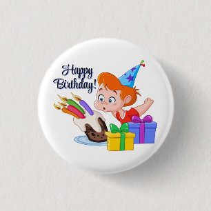 Macaron Rond 2,50 Cm Joyeux Anniversaire