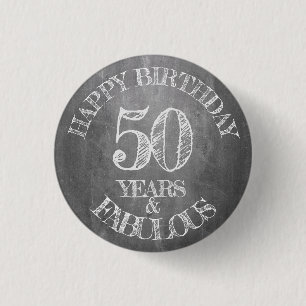 Macaron Rond 2,50 Cm Joyeux anniversaire - 50 ans et fabuleux