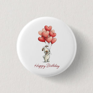 Macaron Rond 2,50 Cm Joyeux Anniversaire Ballons Chien Mignon