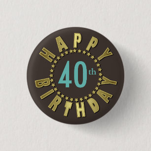 Macaron Rond 2,50 Cm Joyeux Anniversaire Cercle des étoiles Gold ID527