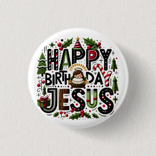 Macaron Rond 2,50 Cm Joyeux anniversaire Jésus