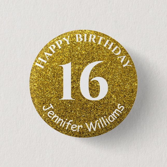 Macaron Rond 2,50 Cm Joyeux Anniversaire Personnalisé Nom Age Année Par (Devant)