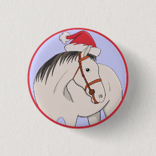 Macaron Rond 2,50 Cm Joyeux Cheval de Noël