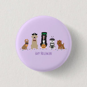 Macaron Rond 2,50 Cm Joyeux Chiens d'Halloween violet