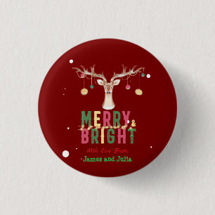 Macaron Rond 2,50 Cm Joyeux et brillant Cute Reindeer ornements de Noël