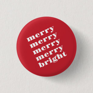 Macaron Rond 2,50 Cm Joyeux et brillant moderne minimaliste Noël rouge
