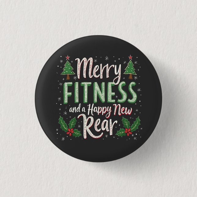 Macaron Rond 2,50 Cm Joyeux Fitness et Joyeux nouveau Bodybuilding arri (Devant)