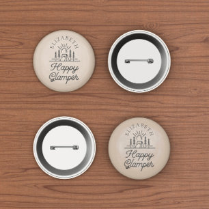 Macaron Rond 2,50 Cm Joyeux Glamper Nature Monogramme Brown