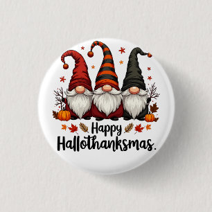 Macaron Rond 2,50 Cm Joyeux Hallothanksmas Halloween Noël Gnomes