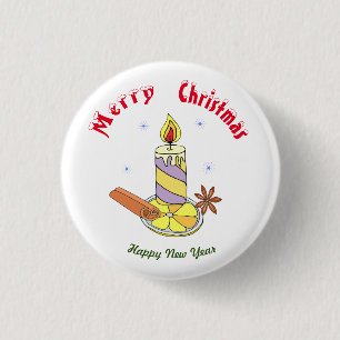 Macaron Rond 2,50 Cm Joyeux Noël Bonne année