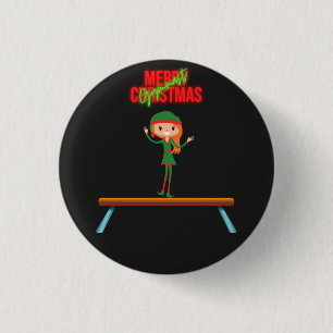 Macaron Rond 2,50 Cm Joyeux Noël Gymnast Elf