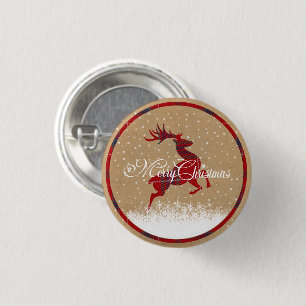 Macaron Rond 2,50 Cm Joyeux Noël Kraft & Tartan Red ID590