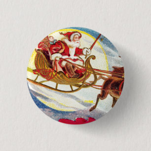 Macaron Rond 2,50 Cm Joyeux Noël Père Noël Sleigh