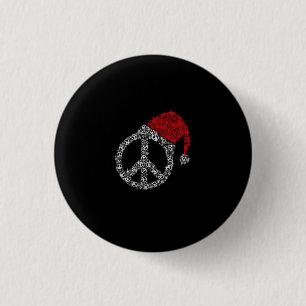 Macaron Rond 2,50 Cm Joyeux Noël Symbole hippie Casquette du Père Noë
