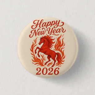 Macaron Rond 2,50 Cm Joyeux Nouvel An 2026 Cheval Fiery
