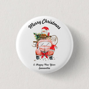 Macaron Rond 2,50 Cm Joyeux nouvel an Père Noël cadeaux joyeux Noël
