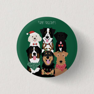 Macaron Rond 2,50 Cm Joyeux Pawlidays Mignons Chiens de Noël