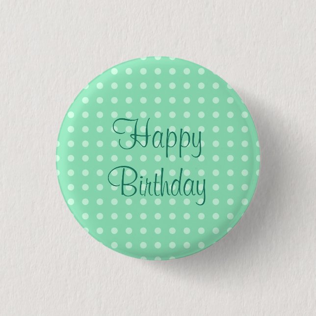 Macaron Rond 2,50 Cm Joyeux Points de texte Anniversaire Rustique Polka (Devant)