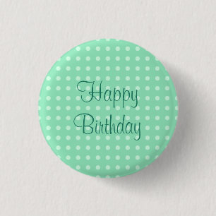 Macaron Rond 2,50 Cm Joyeux Points de texte Anniversaire Rustique Polka