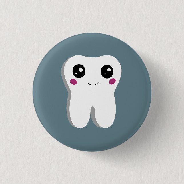 Macaron Rond 2,50 Cm Joyeux sourire Dental Tooth Cute (Devant)