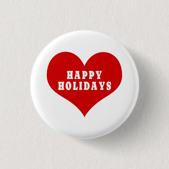 Macaron Rond 2,50 Cm JOYEUX VACANCES Rouge Love Heart Button (Devant)