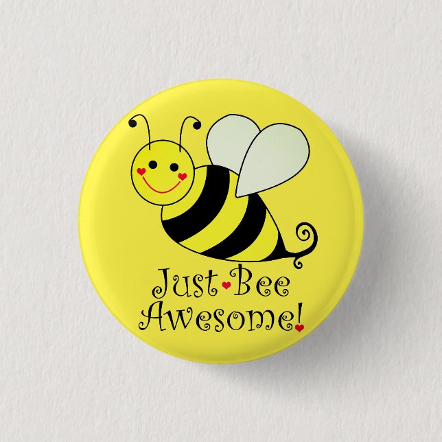 Macaron Rond 2,50 Cm Juste Avoir Awesome Bumble Jaune Abee (Devant)
