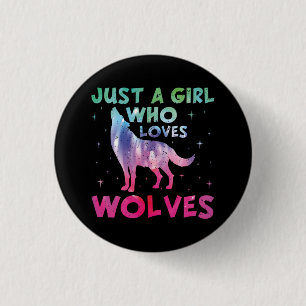 Macaron Rond 2,50 Cm Juste une fille qui aime les loups aquarelle