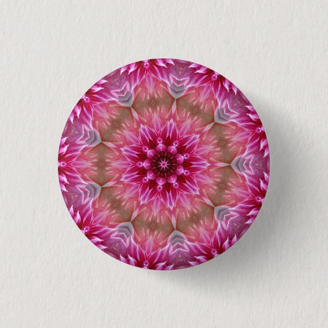 Macaron Rond 2,50 Cm Kaleidoscope à fleurs roses Mandala-43895 (Devant)
