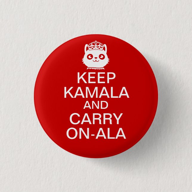 Macaron Rond 2,50 Cm Kamala Harris 2024 Le Président Continue Calm (Devant)
