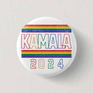 Macaron Rond 2,50 Cm Kamala Harris 2024 Rainbow LGBTQ Retro
