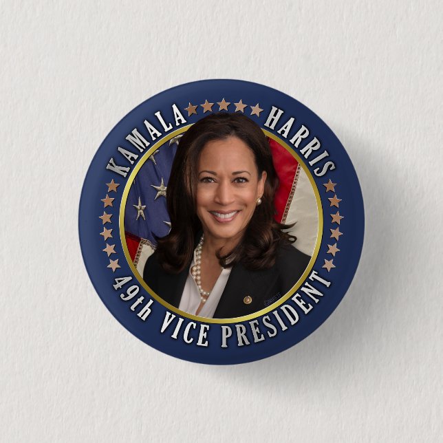 Macaron Rond 2,50 Cm Kamala Harris 49e vice-présidente (Devant)
