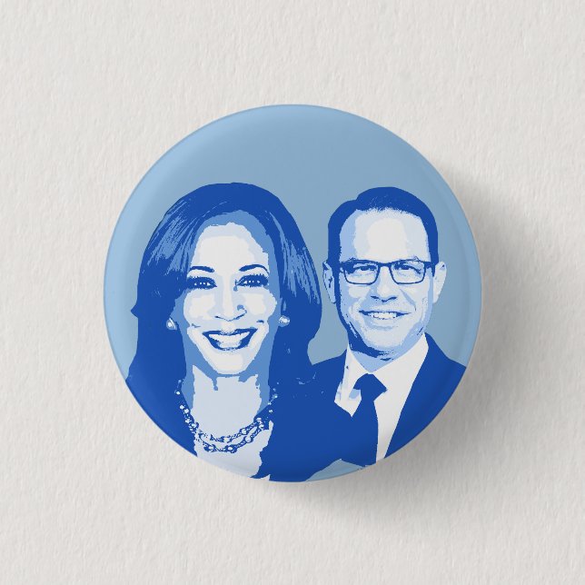 Macaron Rond 2,50 Cm Kamala Harris et Josh Shapiro (Devant)