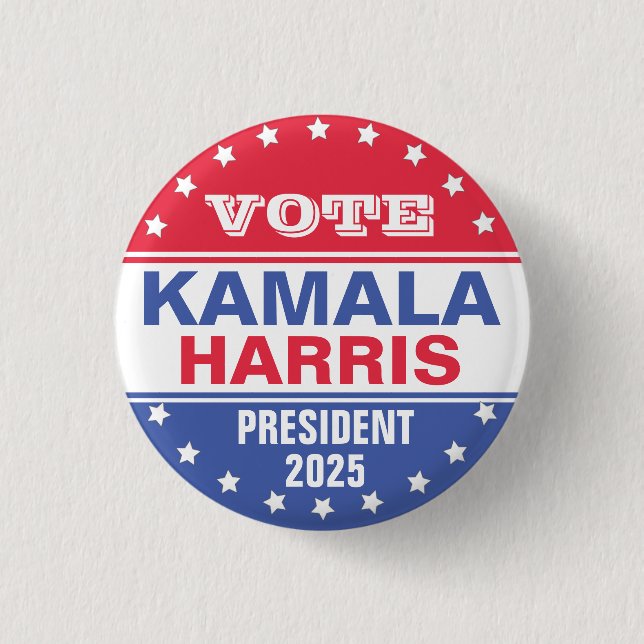 Macaron Rond 2,50 Cm Kamala Harris Modèle des élections (Devant)