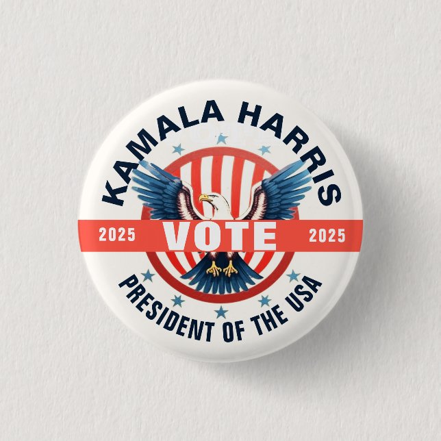 Macaron Rond 2,50 Cm Kamala Harris Modèle des élections (Devant)