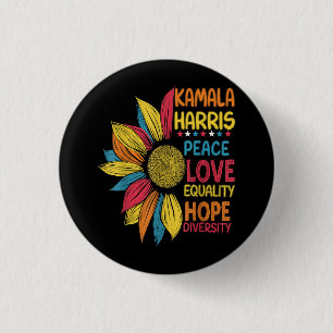 Macaron Rond 2,50 Cm Kamala Harris Peace Love Equality Hope Diversity