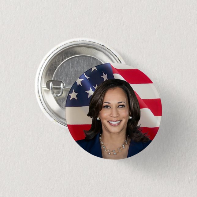 Macaron Rond 2,50 Cm Kamala Harris pour l'Amérique (Devant & derrière)
