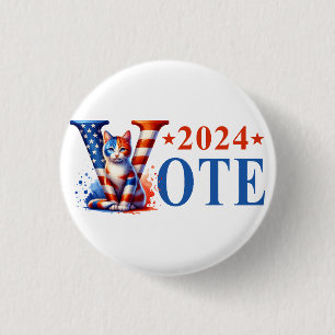 Macaron Rond 2,50 Cm Kamala Harris Vote 2024 Cat Patriotic