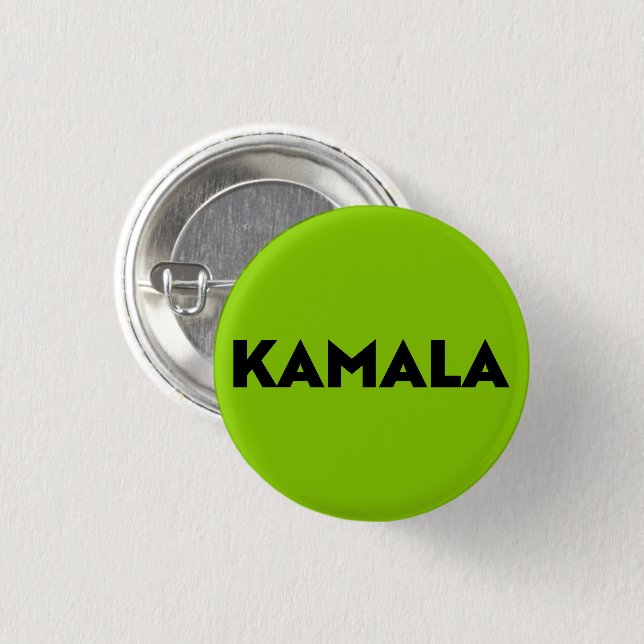 Macaron Rond 2,50 Cm kamala moderne audacieuse typographie noir vert br (Devant & derrière)