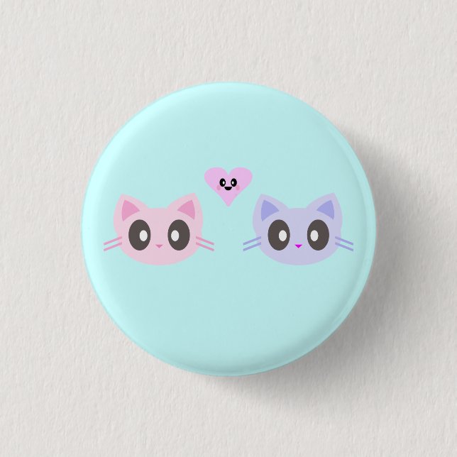 Macaron Rond 2,50 Cm kawaii kitty love (Devant)