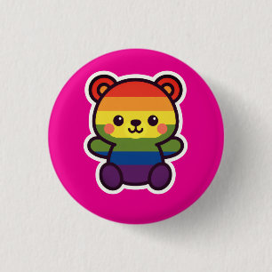 Macaron Rond 2,50 Cm Kawaii Rainbow Teddy - Un joli jeu LGBTQ+ Pride