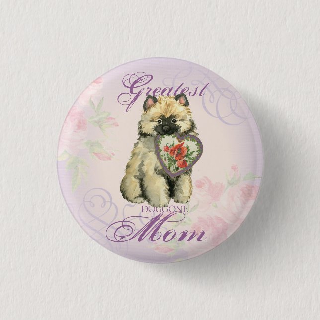 Macaron Rond 2,50 Cm Keeshond Heart Maman (Devant)