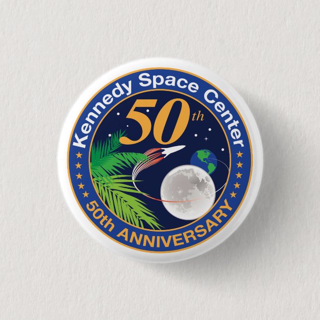 Macaron Rond 2,50 Cm Kennedy Space Center (50e anniversaire) (Devant)