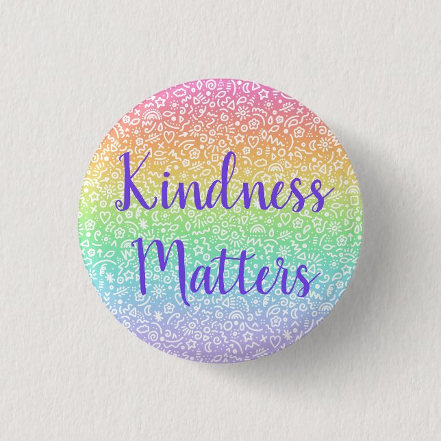 Macaron Rond 2,50 Cm Kindness Matters & Doodles Rainbow Button (Devant)